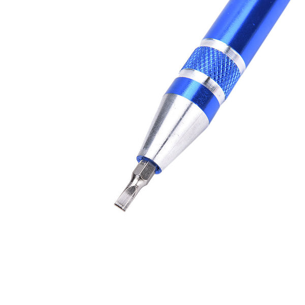 Werkzeug 8 in 1 - Stift Schraubendreher Set mit Gravur - blau