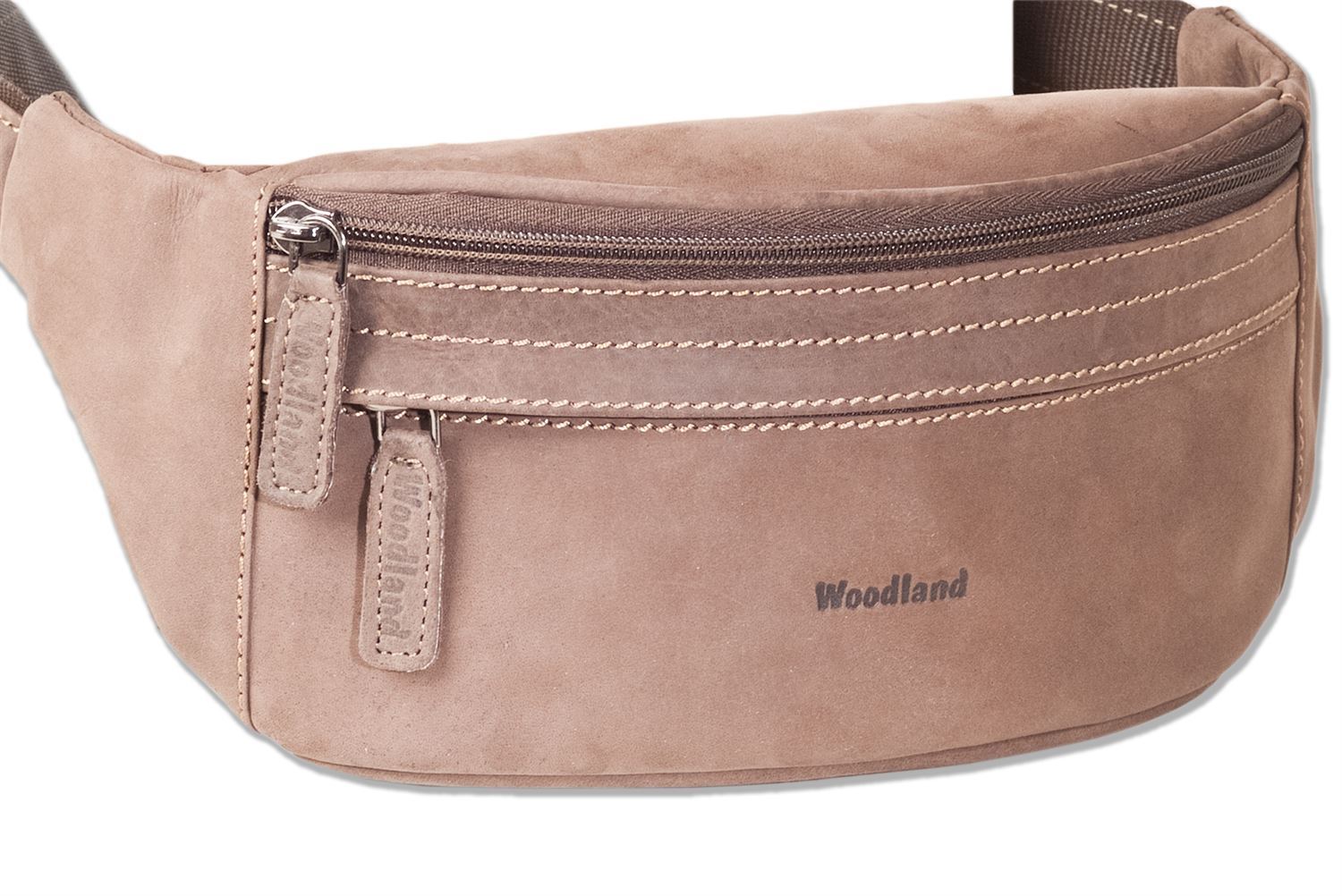 Woodland® Gürteltasche aus Leder mit großem Reißverschlussfach in Dunkelbraun 
