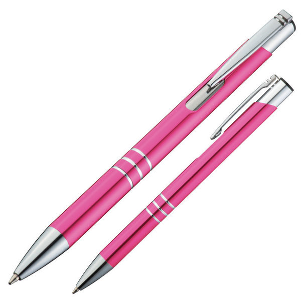 Kugelschreiber aus Metall mit 3 Zierringen - mit Wunschgravur